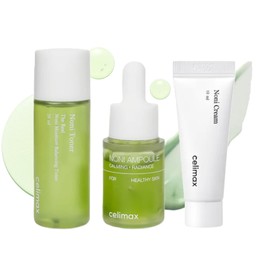 Celimax kit de inicio The Real Noni 3 piezas mini  Tónico Hidratante 20 ml, Ampolleta Calmante 10 ml y Crema Reparadora 10 ml  Cuidado facial vegano  