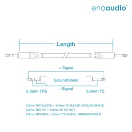 enoaudio Mogami 2534 Quad Unbalanced Cable Neutrik Gold 6.3 mm TS Jack 6.3 mm TRS Jack 1.0 m