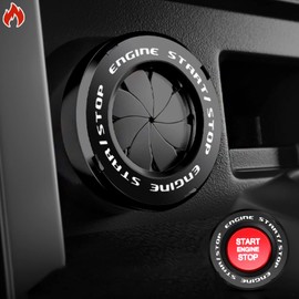 Tybasthe Rotary Push Start Button Cover, Cross Car Accessories Engine Start Stop Button Cover, Car Stickers Interior Decor, Motorcycle Ignition Key Switch Cover, Black