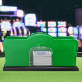 Relaxdays Unisex - Adult Card Shuffler for 2 Decks with Crank Manual Shuffler Playing Cards up to Green, 1 Piece EU