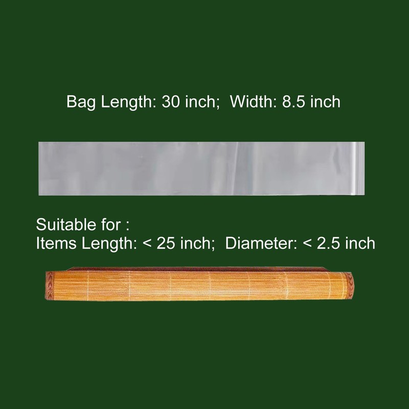 DONCIDAY Extra Long Zip Bags (50-Pack), 6 mil Clear Reclosable