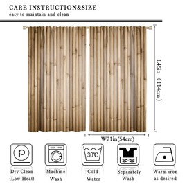 DDCBNS Bamboo Blackout Curtains,Nature Plant Leaves Abstract Design Polyester Fabric Curtains for Bedroom Living Room Kitchen Rod Pocket Window Drapes 2 Panel Set,Total Size 42" x 45"