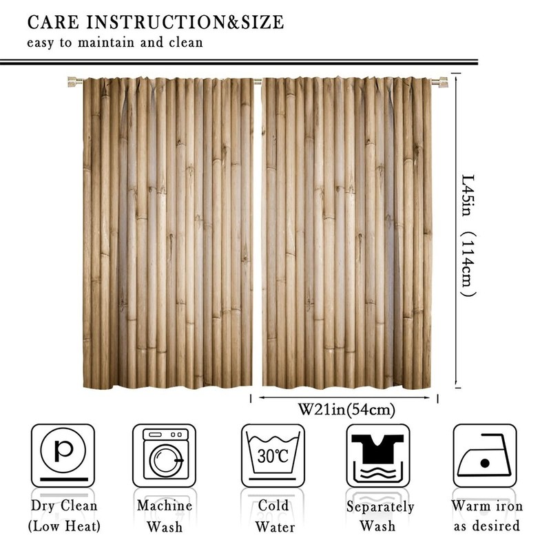 DDCBNS Bamboo Blackout Curtains,Nature Plant Leaves Abstract Design Polyester Fabric