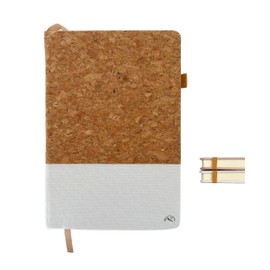 Nordura Notebook A5, High-Quality Linen & Cork Hardcover, Notebook, Unlined A5, Journal Book, Sketchbook, Notepad, 180 Pages, Blank Paper (White)