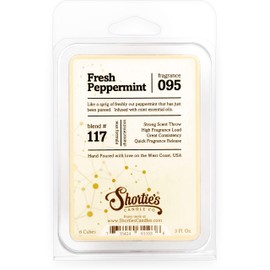Shortie's Candle Company Fresh Peppermint Wax Melts - Formula 117-1 Highly Scented 3 Oz. Bar - Made with Natural Oils - Christmas & Holiday Air Freshener Cubes Collection