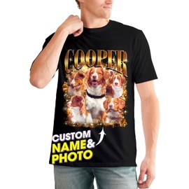 JIX & JOKY Custom Bootleg Rap Tee Shirts with Pet Faces on Shirt Custom Photo Tshirt with Dog Face Pet Custom Shirt for Men Gift Idea for Birthday Valentine Christmas