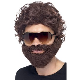 Smiffys Stag Do Kit, Brown with Wig, Beard and Sunglasses, Funny Fancy Dress, Adult Dress Up Wigs