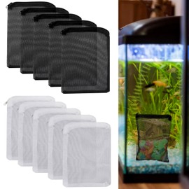 Luxiremi Aquarium Filter Bags, Aquarium Filter Media Bags with Zipper Fish Tank Media Mesh Filter Bag High Flow Fine Mesh Net Reusable Bags for Activated Carbon, Biospheres (5 Black+5 White)