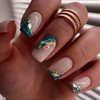 Nude Press on Nails Medium Coffin Fake Nails Green French