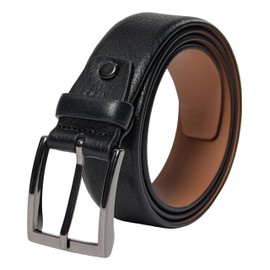 PHILIPSONS Premium Genuine Leather Belt for Men, 35 mm Wide, Suit Belt, Classic and Durable, Can Be Shortened, Black (black 2)