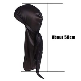 GHEART Seide Durag, Durag Men Silk, Wave Durag Mit Extra Langem Schwanz Und Breiten Trägern Silky Satin Durag Head Wrap Doo Lumpen für Männer und Frauen 360 Wellen (Schwarz)