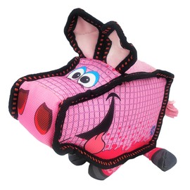 Happy Tails Square Pig Dog Toy for Medium to Large Dogs - Durable Polyester, Squeaky, Reinforced Stitching, Interactive Pet Playtime, Safe Chew Toy
