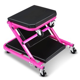 Auto Dynasty 36" Z-Creeper Seat, 2-in-1 Foldable Garage Creeper Shop Seat, 330 LBS Capacity Automotive Mechanic Repair Under Car Rolling Creeper Seat, Purple