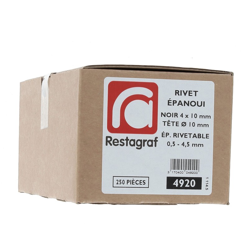 Restagraf 4920 Niete, schwarz, 3 bis 5 mm x 10