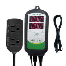 Inkbird ITC308S Freezer Temperature Controller Heating Cooling Plug Thermostat Pre Wired Digital 2 Stage Temp Control Outlet for Greenhouse Heater Cooler Incubator Reptile with Short Probe Sensor
