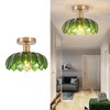 Dellemade Chandelier, Flush Mount Ceiling Light, Green Glass Shade Light