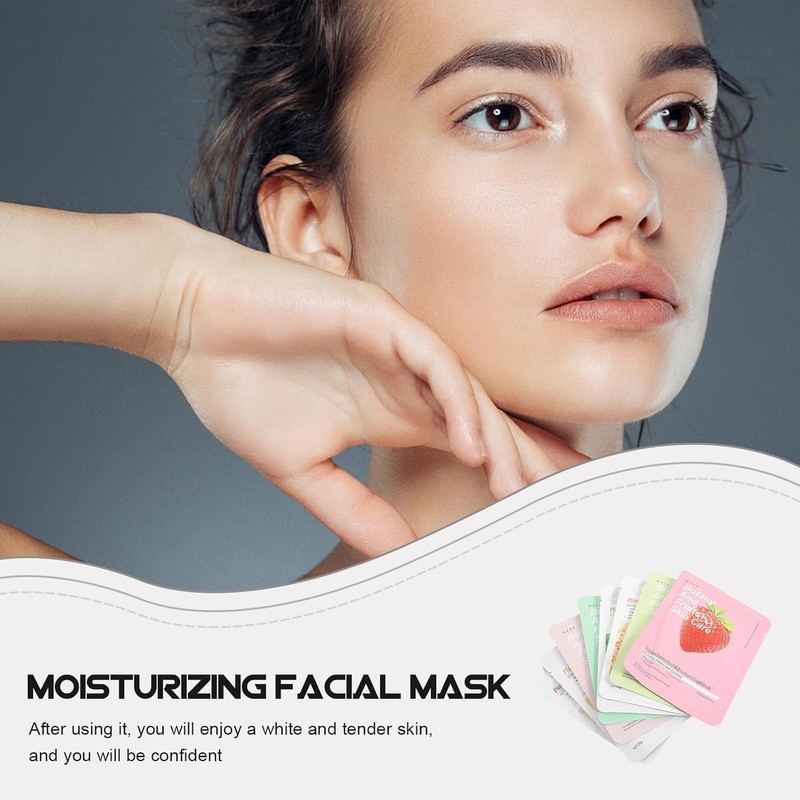 8 Piezas Kit Mascarillas Faciales Hidratantes Frutas Cuidado Piel Aloe