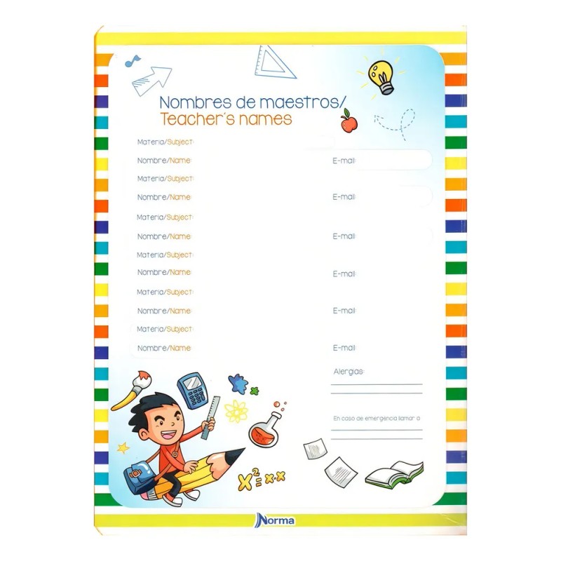 Libreta De Tareas College Cosido Norma Bilingue 48 Hojas Pza