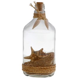 Li'Shay Decorative Glass Filled Bottle-Sand, Shell, Knobby Star-White