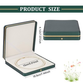 FINGERINSPIRE 19cm Square PU Leather Pearl Necklace Box Luxury Soft Touch Claimond Veins Lining Necklace Box Jewelry Storage Gift Case Dark Green Wedding Jewelry Organizer Display Case for Pendant