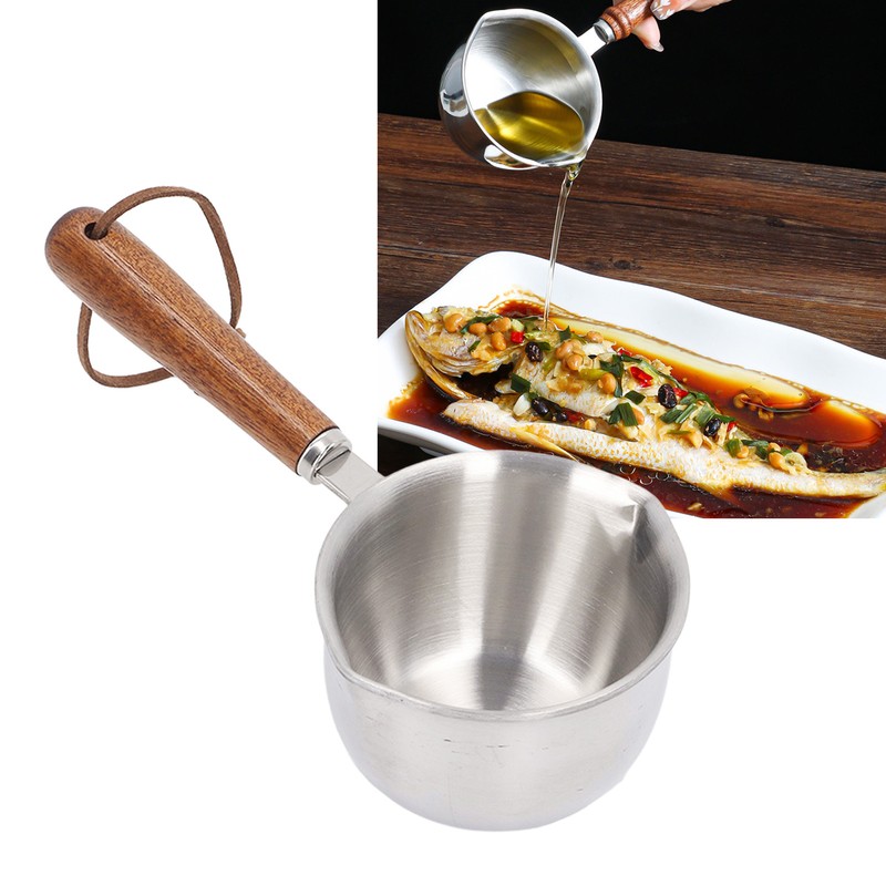 Butter Warmer Stainless Steel Wooden Handle 3 Layers Multi Purpose