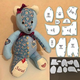 YICBOR Memory Bear Sewing Templates Set, 10Pcs Durable Acrylic Teddy Bear Sewing Patterns & Templates with Detailed Instructions for Sewing (Medium)