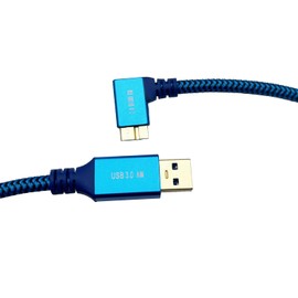 Seadream Micro USB 3.0 Cable M/M Braided 3.3FT- Angle Micro USB - USB 3.0 A to Micro B - USB 3.0 Micro B Male to USB 3.0 Type A Male Gen 1 5Gbps