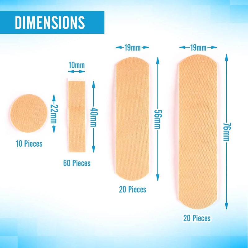 110pk Assorted Washproof Plasters | Includes 60 Small Plasters, 20