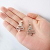 Cute Christmas Tree Piercing Dangle Earrings Golden Silver Two Tone