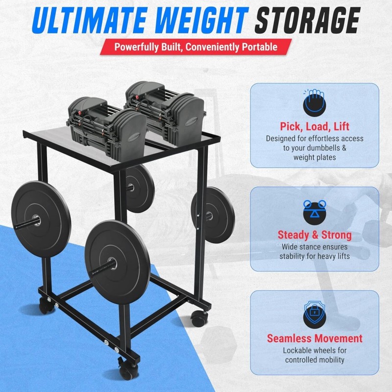 FEBTECH Dumbbell Stand & Weight Plate Tree – Steel Dumbbell