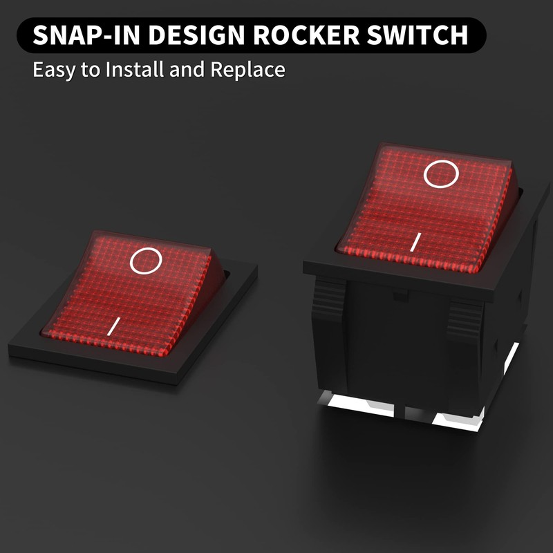 DaierTek 12V 30A Rocker Switch 4 Pin Red LED Lighted