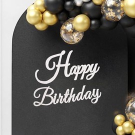 TONIFUL Happy Birthday Sign - Glitter White Felt Banner - Includes Dot Glue - Perfect for Wall Decr,Birthday Party Backdrop