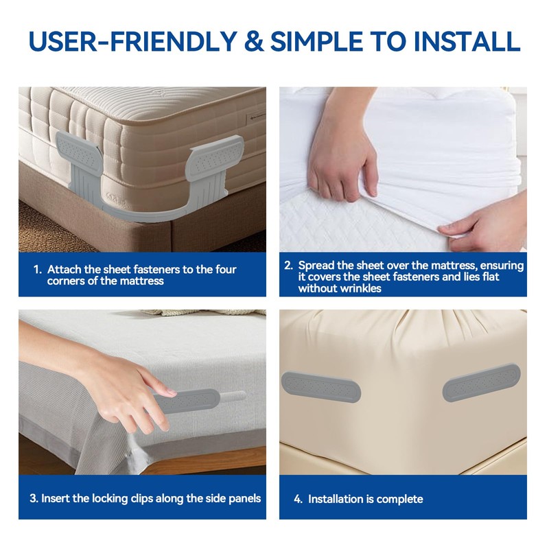 Bed Sheet Holder, Lock Sheet Fasteners - Keep Sheets Snug