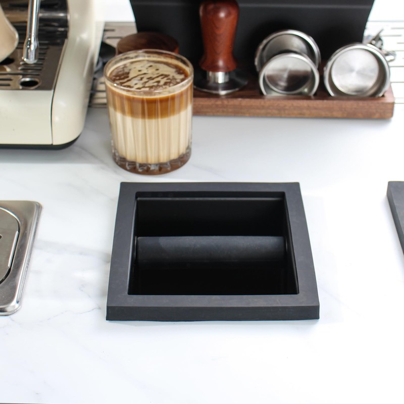 DIBTSA Espresso Coffee Ground Knock Box Chute, Built-in Desktop Waste
