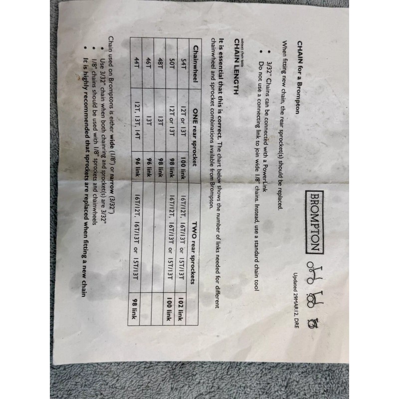 Brompton chain 100 Links 3/32" with PowerLink #9022045 - QCHAIN100DR