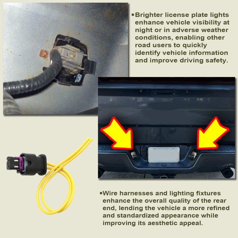 Priprilod License Plate Light Connector Harness 2-Way Compatible with Ram