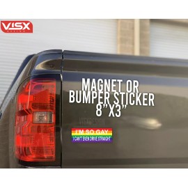 VISX I'm So gay I can't drive straight Magnet or Bumper Sticker Car funny naughty - Bumper Sticker