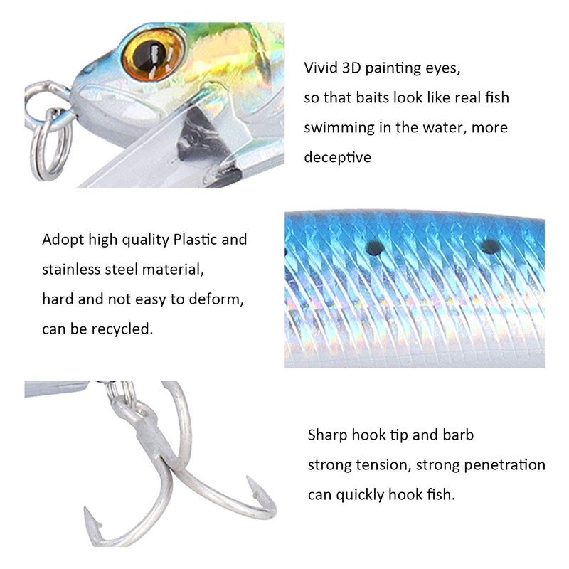 Keenso Artificial Fishing Lure, Sinking Sea Bait 60 g Stainless
