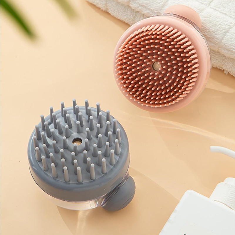 Multi-Functional Shower & Shampoo Massage Brush with Built-in Dispenser,Bristles Soft