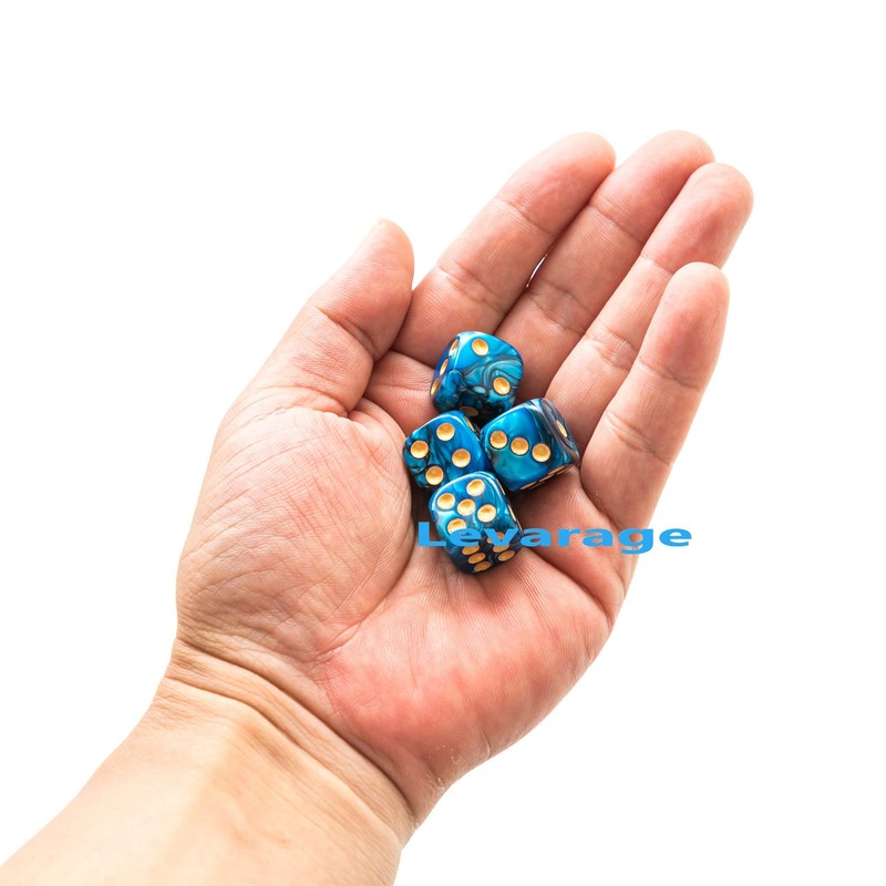 Levarage 0033 4 Dice Blue Marble 0.55 inch Square Dice