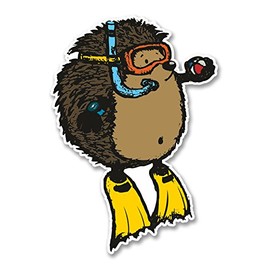 2 x 10cm Scuba Diving Hedgehog Vinyl Decal Sticker Laptop Diving Animal #6279 (7cm Wide x 10cm Tall)