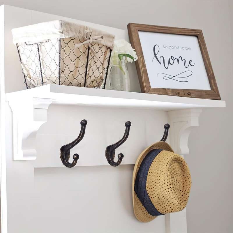 rumdraw 5-Pack Rustic Wall Hooks Heavy Duty。 Antique Bronze Cast