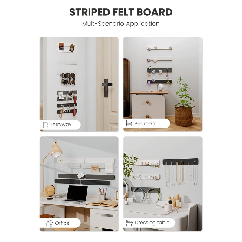 Fluxynara Cork Board Alternative Felt Strip Board 8-Pack 13"x2", Office