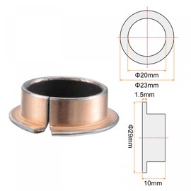 sourcing map Flanged Sleeve Bearings 20mm Bore x 23mm OD x 10mm Length x 29mm Flange Dia x 1.5mm Flange Thickness Wrapped Oilless Bushings 2pcs