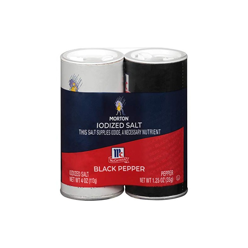 Morton Iodized Salt and McCormick Pepper Shaker Set, 5.25 Ounce