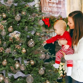 Christmas Ornaments Set, 30ct Clear Champagne Christmas Ornaments for Christmas Decoration Large Shatterproof Plastic Balls Xmas Tree Ornaments for Home Decor Wedding Party Gifts- Multi-Size