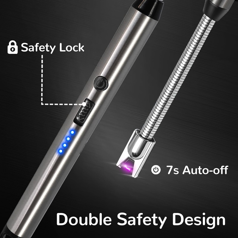 2 Pack Candle Lighter Electric Arc Long Flex Neck Utility
