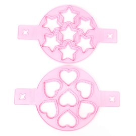 AUNMAS Pancake Pancake Silicone Egg Maker 2 Pack Upgrade 14 Cavity Nonstick Baking Star Heart Shape