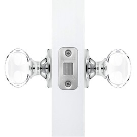Passage Oval Egg Crystal Door Knobs Polished Chrome Round Rosette