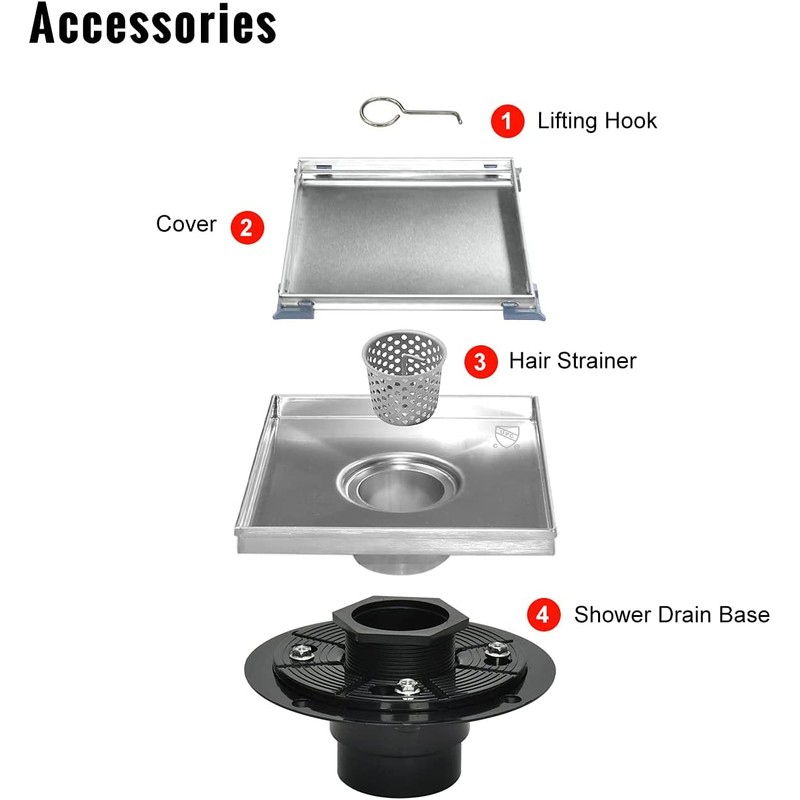 Elefloom Shower Drain Base, 2 inch ABS Shower Drain Flange
